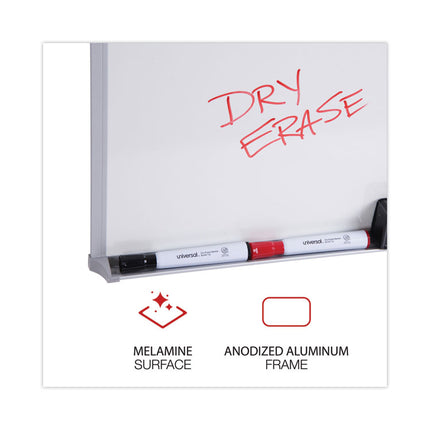 Melamine Dry Erase Board with Aluminum Frame, 48" x 36", White Surface, Anodized Aluminum Frame