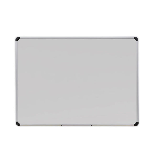 Deluxe Porcelain Magnetic Dry Erase Board, 48" x 36", White Surface, Silver/Black Aluminum Frame
