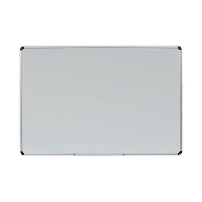 Deluxe Porcelain Magnetic Dry Erase Board, 72" x 48", White Surface, Silver/Black Aluminum Frame