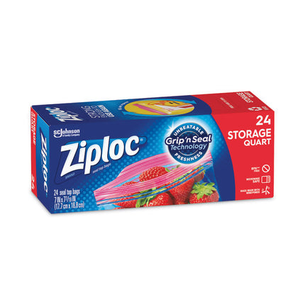 Seal Top Bags, Quart, 7.44" x 7", Clear, 24/Box
