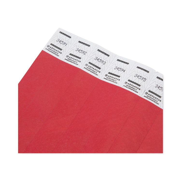 Crowd Management Wristbands, Sequentially Numbered, 10" x 0.75", Red, 100/Pack