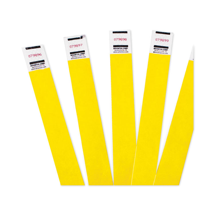 Crowd Management Wristbands, Sequentially Numbered, 9.75" x 0.75", Yellow, 500/Pack