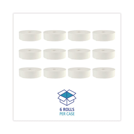 JRT Bath Tissue, Jumbo, Septic Safe, 2-Ply, White, 3.5" x 2,000 ft, 12" dia, 6 Rolls/Carton