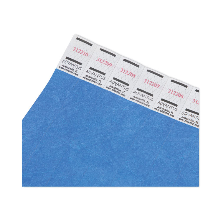 Crowd Management Wristbands, Sequentially Numbered, 9.75" x 0.75", Blue, 500/Pack
