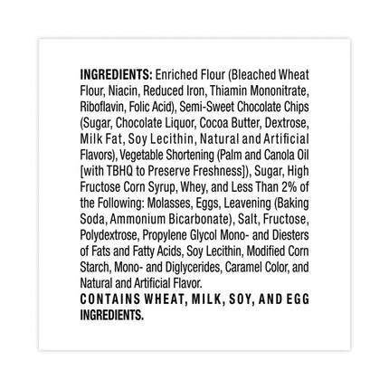 Homestyle Chocolate Chip Cookies, 2.5 oz Pack, 2 Cookies/Pack, 60 Packs/Carton