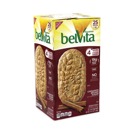belVita Breakfast Biscuits, Cinnamon Brown Sugar, 1.76 oz Pack, 25 Packs/Carton