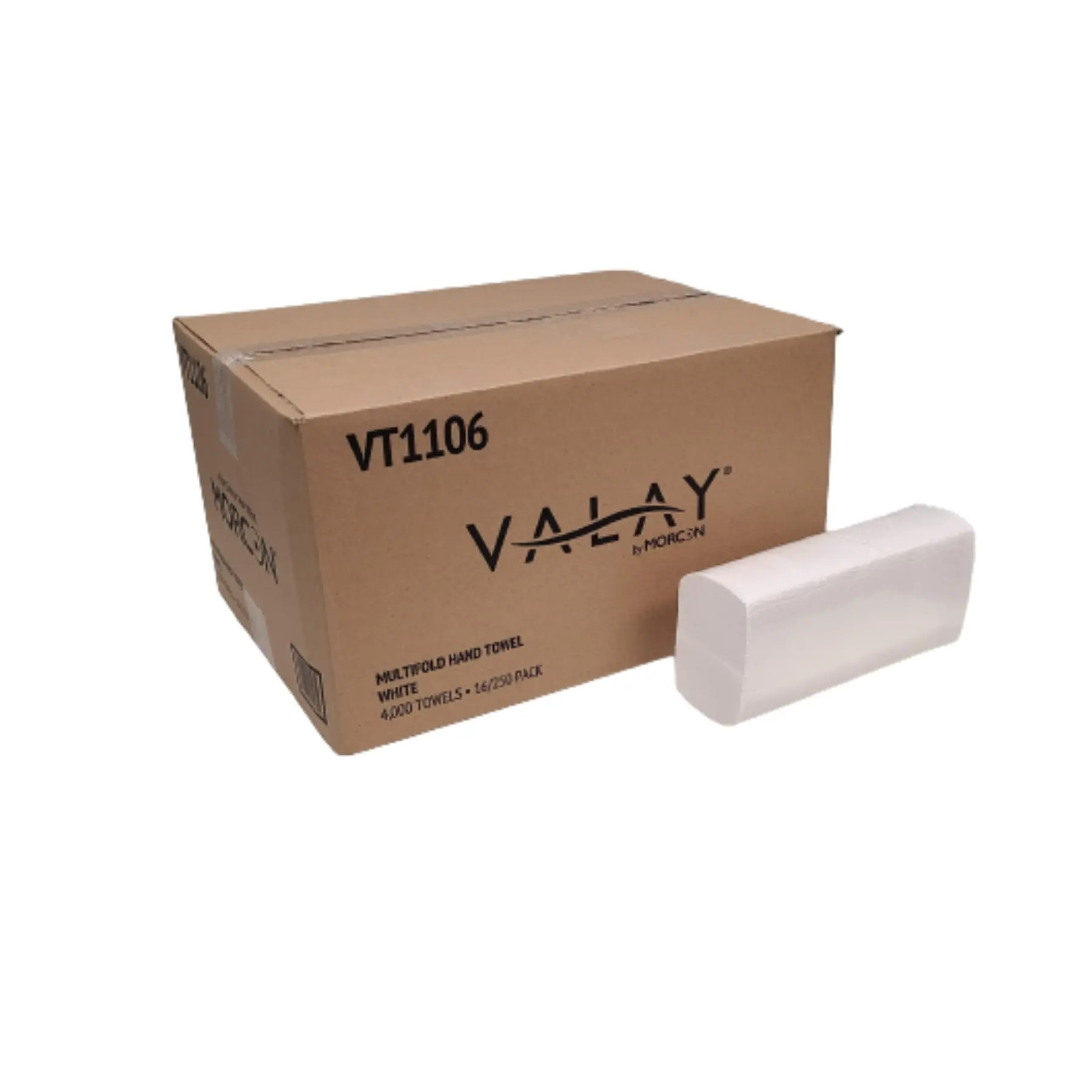Morcon 9.05" x 9.25" Valay Multifold Paper Towels White, 1-Ply 16 / 250 cs