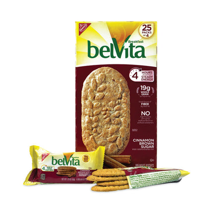 belVita Breakfast Biscuits, Cinnamon Brown Sugar, 1.76 oz Pack, 25 Packs/Carton