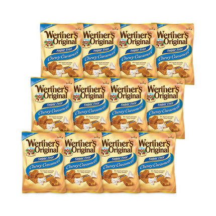 Sugar Free Chewy Caramel Candy, 1.46 oz Bag, 12 Bags/Carton