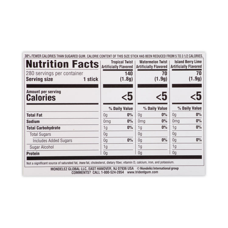 Sugar-Free Gum, Fruit Variety, 14 Pieces/Pack, 20 Packs/Carton