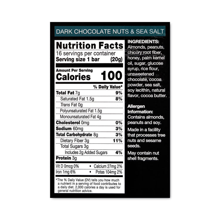 Minis, Dark Chocolate Nuts Sea Salt/Caramel Almond Nuts Sea Salt, 0.7 oz Bar, 32 Bars/Carton