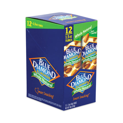 Whole Natural Almonds, 1.5 oz Bag, 12 Bags/Carton