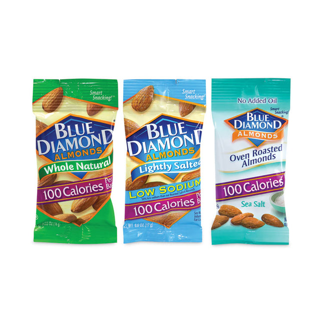 Almonds Variety Pack, Assorted Flavors, 0.6 oz Pouch, 7 Pouches/Box, 6 Boxes/Carton