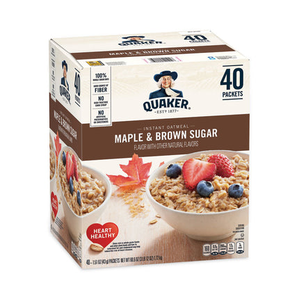 Instant Oatmeal, Maple and Brown Sugar, 1.51 oz Packet, 40/Carton