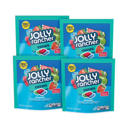 Chews Candy, Assorted Flavors, 13 oz Pouches, 4/Carton