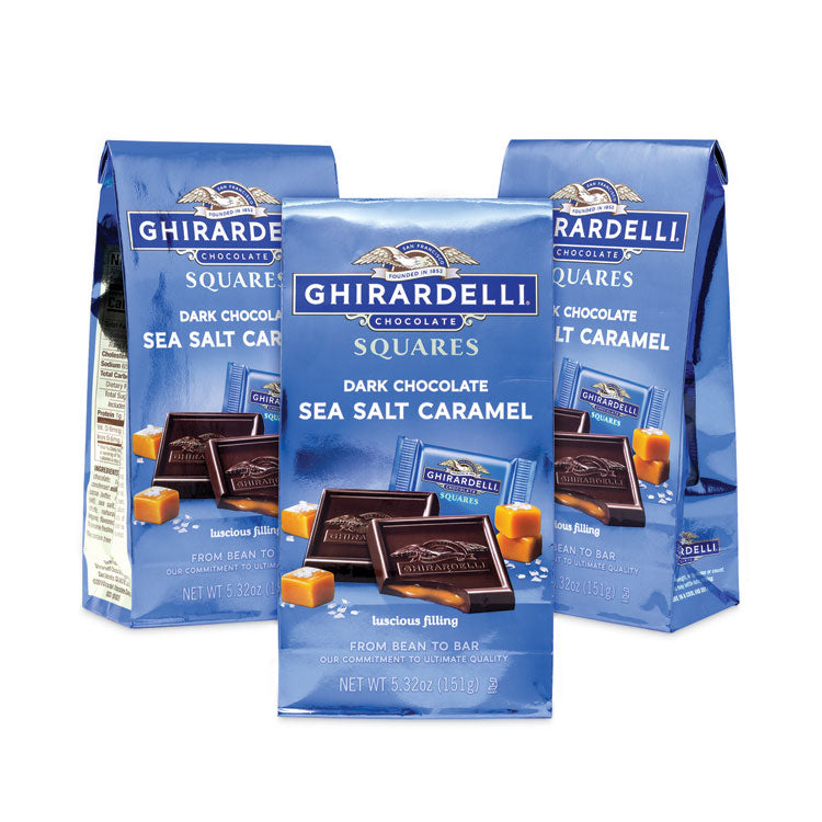 Dark and Sea Salt Caramel Chocolate Squares, 5.32 oz Packs, 3 Count