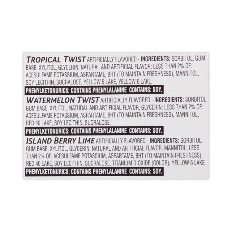 Sugar-Free Gum, Fruit Variety, 14 Pieces/Pack, 20 Packs/Carton