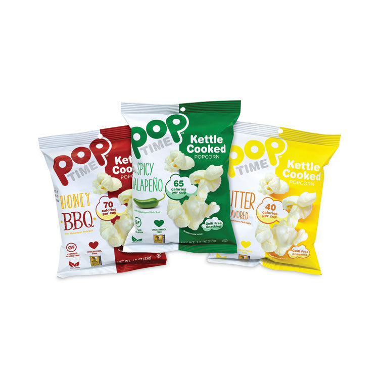 Kettle Cooked Popcorn Variety Pack, Assorted Flavors, 1 oz Bag, 24/Carton