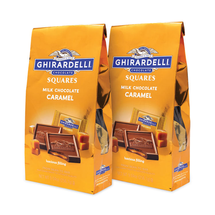 Milk Chocolate and Caramel Chocolate Squares, 9.04 oz Bags, 2 Bags/Pack