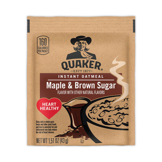 Instant Oatmeal, Maple and Brown Sugar, 1.51 oz Packet, 40/Carton