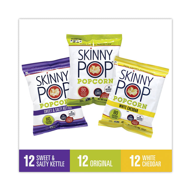 Popcorn Variety Snack Pack, 0.5 oz Bag, 36 Bags/Carton