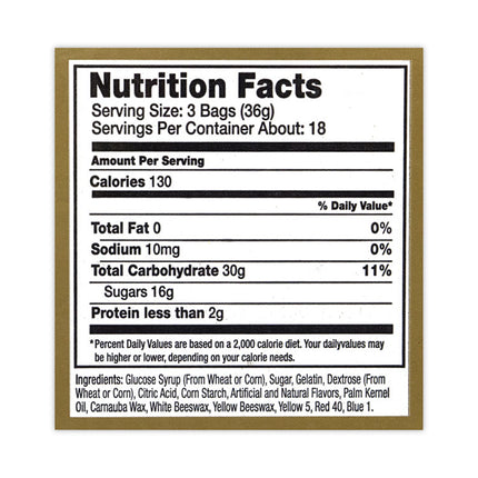 Goldbears Gummi Candy, 0.4 oz Pouches, Lemon; Orange; Pineapple; Rasberry; Strawberry, 54/Carton