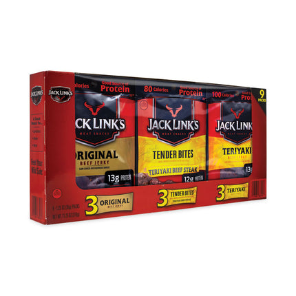 Beef Jerky Variety Pack, 1.5 oz, 9/Carton