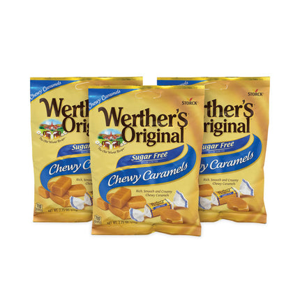 Sugar Free Chewy Caramel Candy, 2.75 oz Bag, 3/Pack