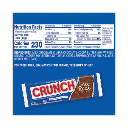 Crunch Bar, Individually Wrapped, 1.55 oz, 36/Carton