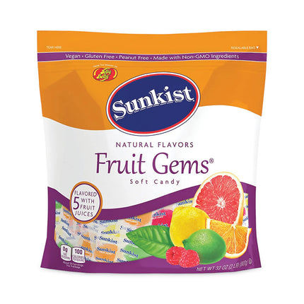 Fruit Gems Chewy Candy Assortment, Assorted Natural Fruit Flavors, 2.12 lb Bag, 90 Count