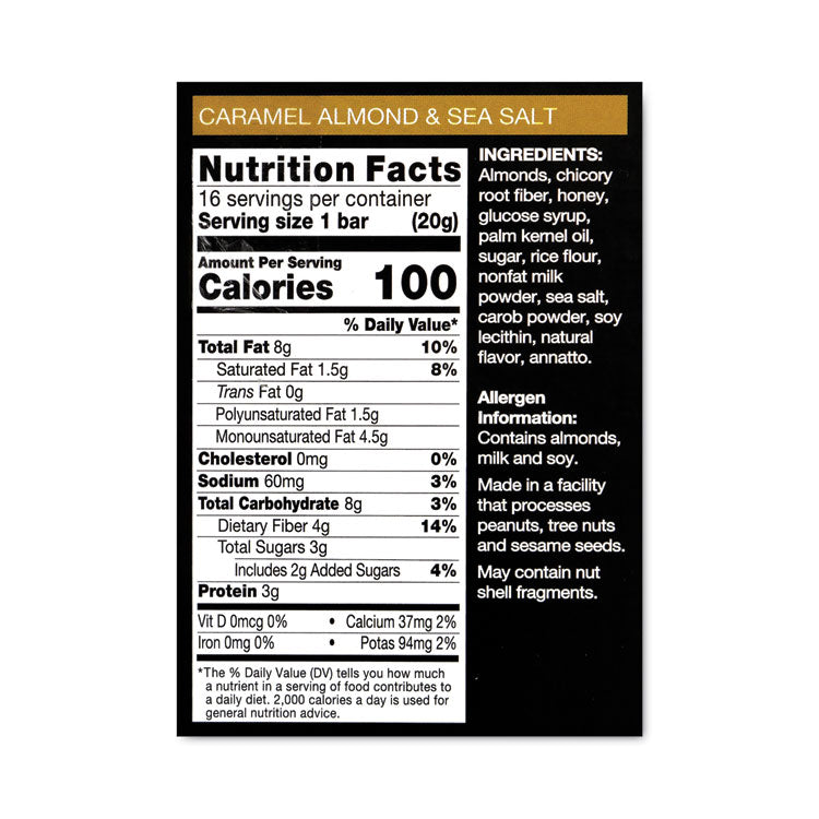 Minis, Dark Chocolate Nuts Sea Salt/Caramel Almond Nuts Sea Salt, 0.7 oz Bar, 32 Bars/Carton