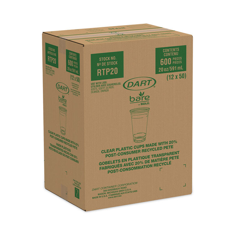 Bare Eco-Forward RPET Cold Cups 20 oz, Plastic, Leaf Design, 50/Pack, 12 Packs/Carton