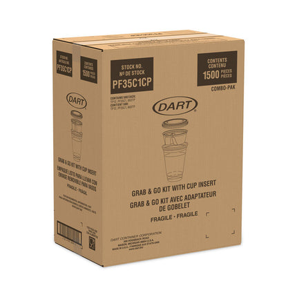 Clear PET Grab n Go Kit Combo with Insert, 12 oz, Plastic, Clear, 500/Carton