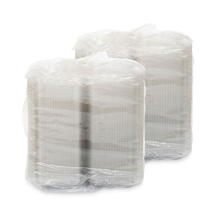 StayLock Clear Hinged Lid Containers, 6.8 x 9.4 x 2.1, Clear, Plastic, 125/Pack, 2 Packs/Carton
