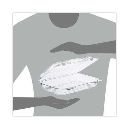StayLock Clear Hinged Lid Containers, 6.8 x 9.4 x 2.1, Clear, Plastic, 125/Pack, 2 Packs/Carton