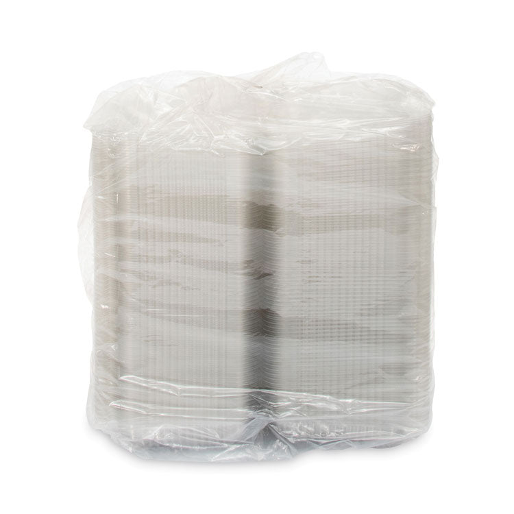 StayLock Clear Hinged Lid Containers, 6.8 x 9.4 x 2.1, Clear, Plastic, 125/Pack, 2 Packs/Carton