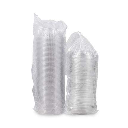 PresentaBowls Bowl/Lid Combo-Paks, 24 oz, 7.25" Diameter x 2.38" h, Clear, Plastic, 63/Pack, 2 Pack/Carton