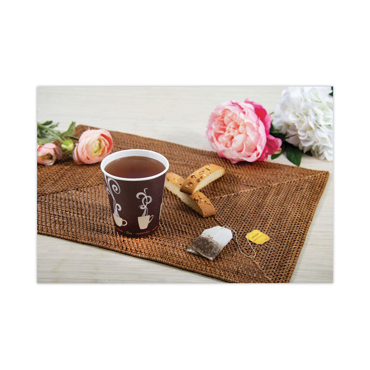 Thermoguard Insulated Paper Hot Cups, 12 oz, Steam Print Design, 600/Carton