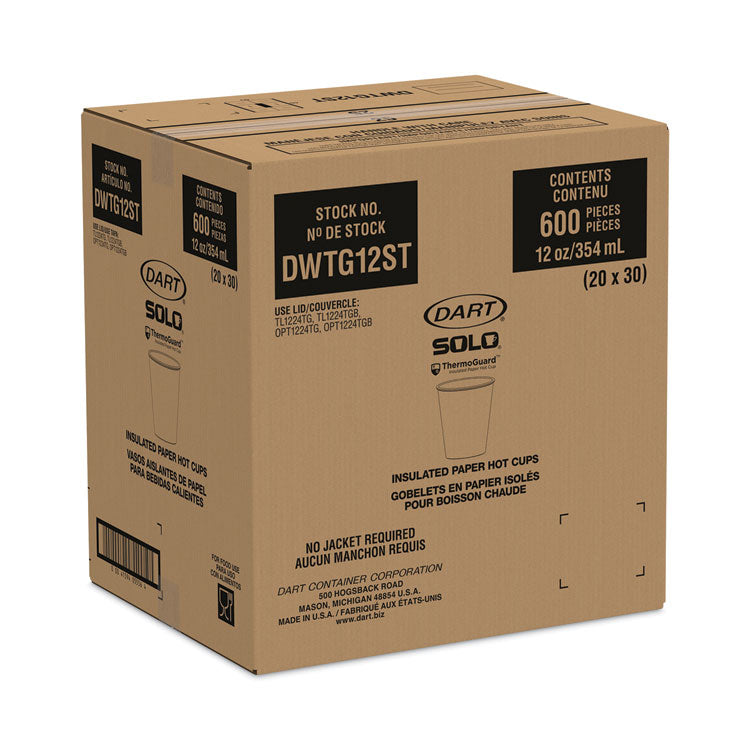 Thermoguard Insulated Paper Hot Cups, 12 oz, Steam Print Design, 600/Carton