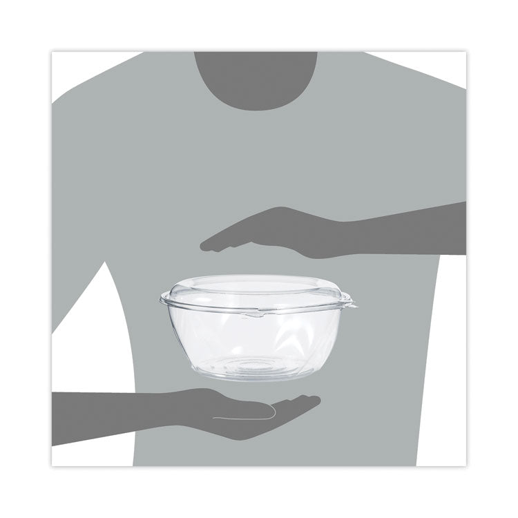 Tamper-Resistant, Tamper-Evident Bowls with Dome Lid, 64 oz, 8.9" Diameter x 4" h, Clear, Plastic, 100/Carton