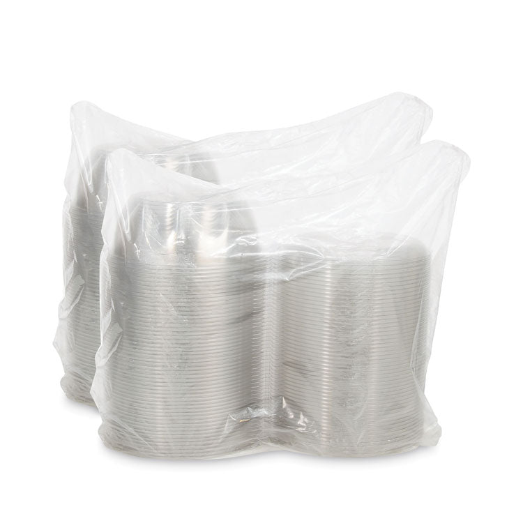 Tamper-Resistant, Tamper-Evident Bowls with Dome Lid, 64 oz, 8.9" Diameter x 4" h, Clear, Plastic, 100/Carton