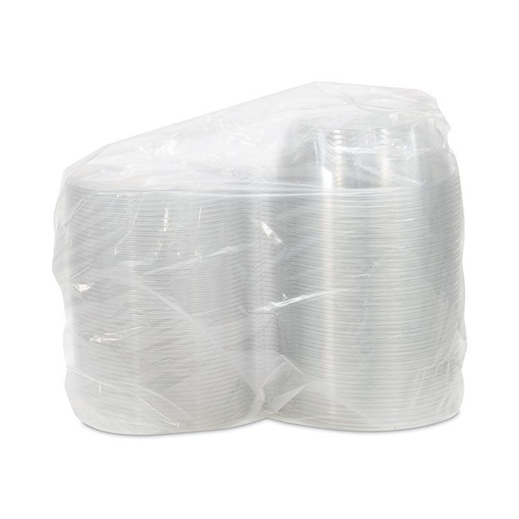 Tamper-Resistant, Tamper-Evident Bowls with Flat Lid, 48 oz, 8.9" Diameter x 2.8" h, Clear, Plastic, 100/Carton