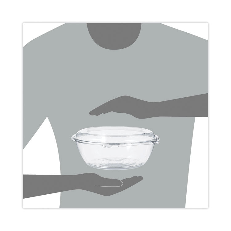 Tamper-Resistant, Tamper-Evident Bowls with Dome Lid, 48 oz, 8.9" Diameter x 3.4" h, Clear, Plastic, 100/Carton