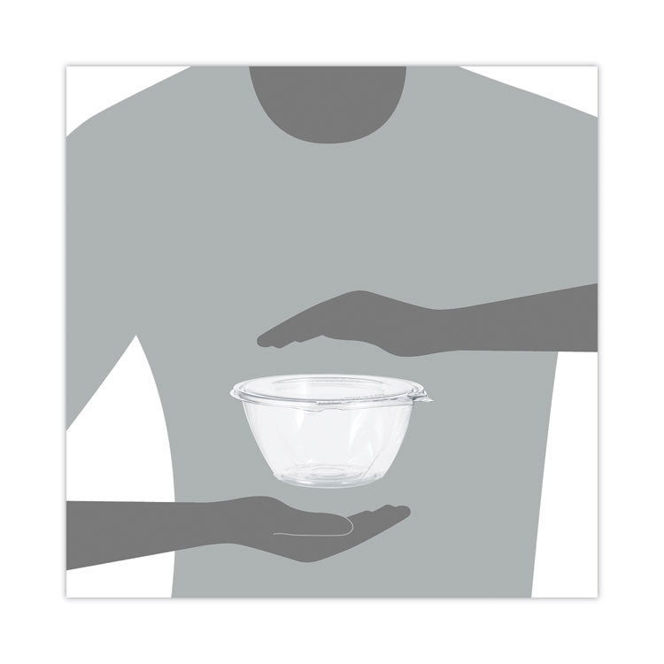 Tamper-Resistant, Tamper-Evident Bowls with Flat Lid, 32 oz, 7" Diameter x 3.2" h, Clear, Plastic, 150/Carton