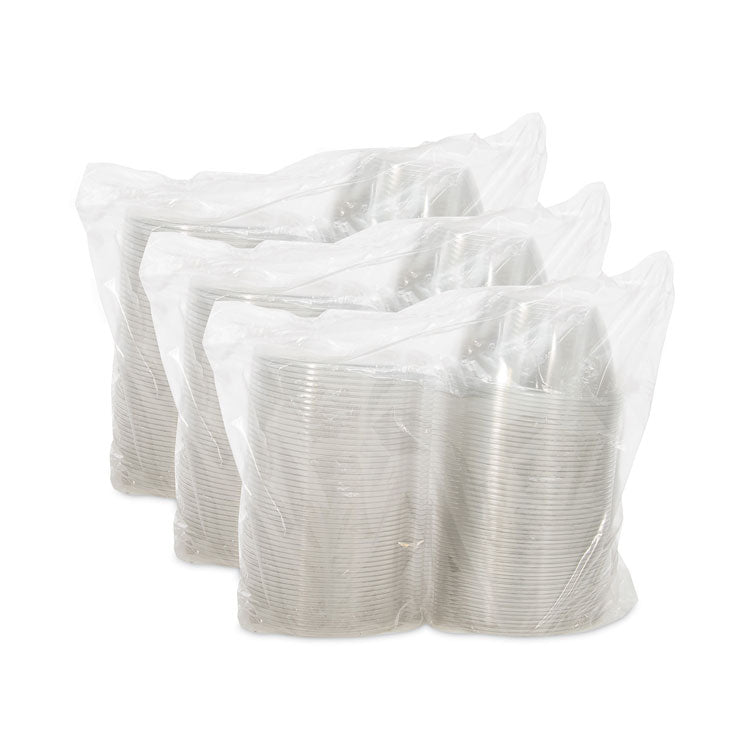 Tamper-Resistant, Tamper-Evident Bowls with Flat Lid, 32 oz, 7" Diameter x 3.2" h, Clear, Plastic, 150/Carton