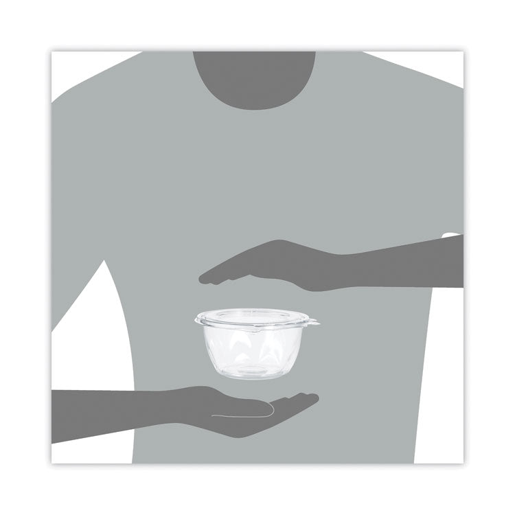 Tamper-Resistant, Tamper-Evident Bowls with Flat Lid, 16 oz, 5.5" Diameter x 2.7" h, Clear, Plastic, 240/Carton