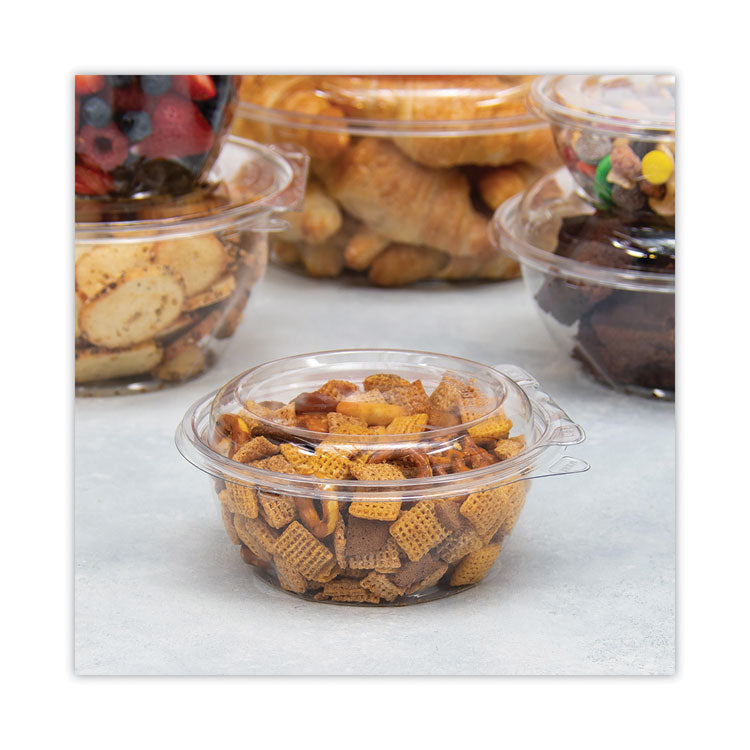 Tamper-Resistant, Tamper-Evident Bowls with Dome Lid, 12 oz, 5.5" Diameter x 2.6" h, Clear, Plastic, 240/Carton