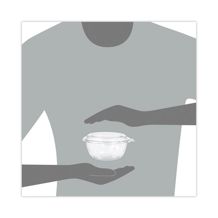 Tamper-Resistant, Tamper-Evident Bowls with Dome Lid, 12 oz, 5.5" Diameter x 2.6" h, Clear, Plastic, 240/Carton