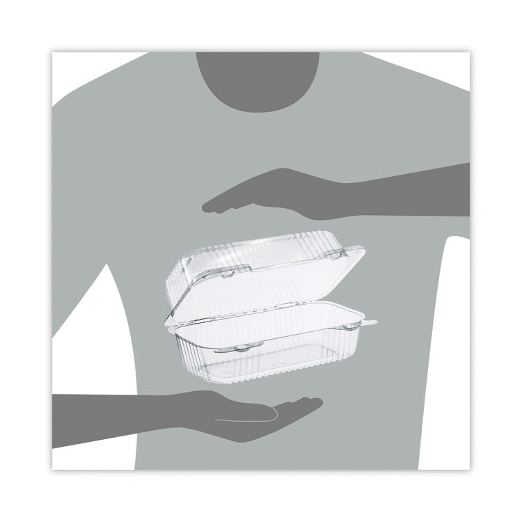 StayLock Clear Hinged Lid Containers, 4.5 x 8.5 x 3.6, Clear, Plastic, 250/Carton