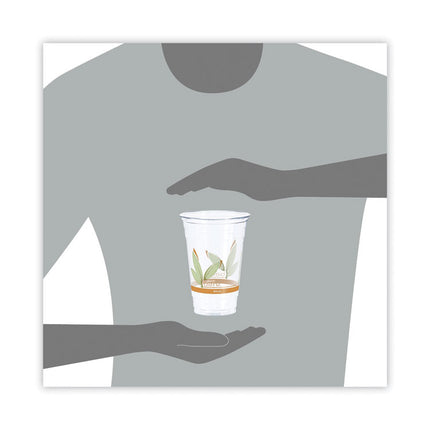 Bare Eco-Forward RPET Cold Cups 20 oz, Plastic, Leaf Design, 50/Pack, 12 Packs/Carton
